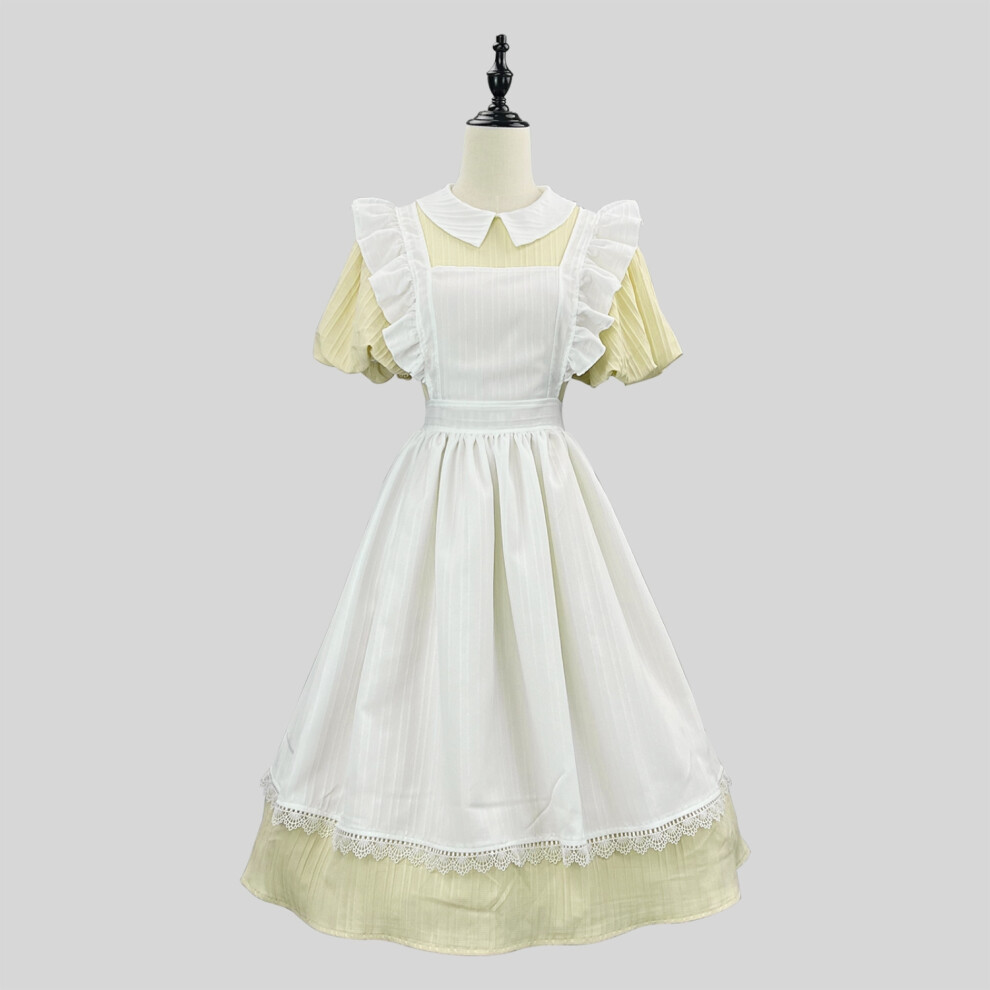 ( Light 4XL(180–185 Cm)) Modern Chinese Style Maid Cheongsam Dress Cute Lolita Cosplay Outfit For Women Yellow