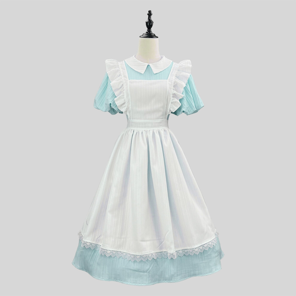 ( Light M(155–160 Cm)) Modern Chinese Style Maid Cheongsam Dress Cute Lolita Cosplay Outfit For Women Green