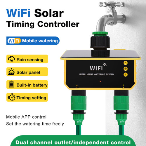 (1 Outlet Normal)WiFi Solar Timing Controller Smart Irrigation Watering Timer 1/2 Zone Automatic Irrigation Controller System 2
