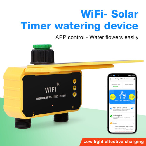 (2 Outlet With WIFI)WIFI Solar Irrigation Timing Controller Smart Automatic Irrigation System for Garden Tap Valve Controller 1