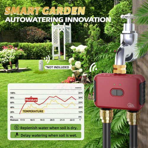 (1PCS-Valve-EU)WIFI Smart 2 Zone Watering Timer Garden Automatic Irrigation System Drip Sprinkler Controller Valve Smart 2