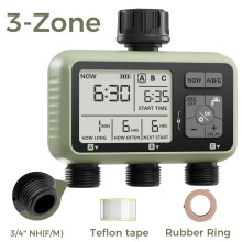 (3 ZONE-NH)Diivoo Garden Water Timer Programmable Automatic Irrigation Timer with Rain Delay Manual/Auto Mode Watering for
