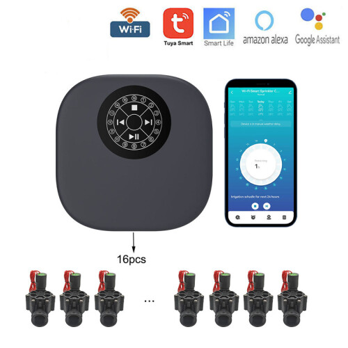 (4 Zone EU)WiFi Smart 16-Zone Sprinkler Controller, Tuya Timing Irrigation Controller System 1