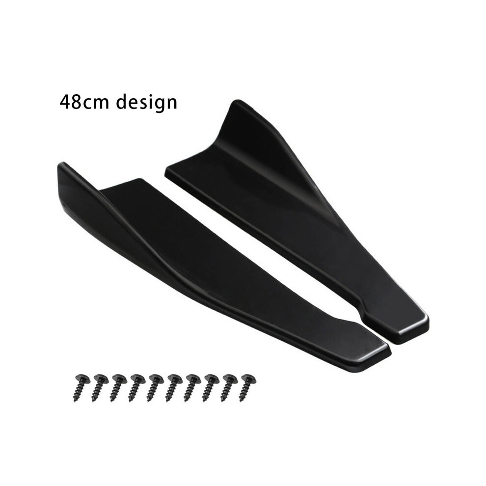 (48Cm )Universal Fit Car Spoiler Lateral Bumper Rear Side Skirt Lip Rocker Wings Carbon Fiber Glossy Protection Black 9497818823494