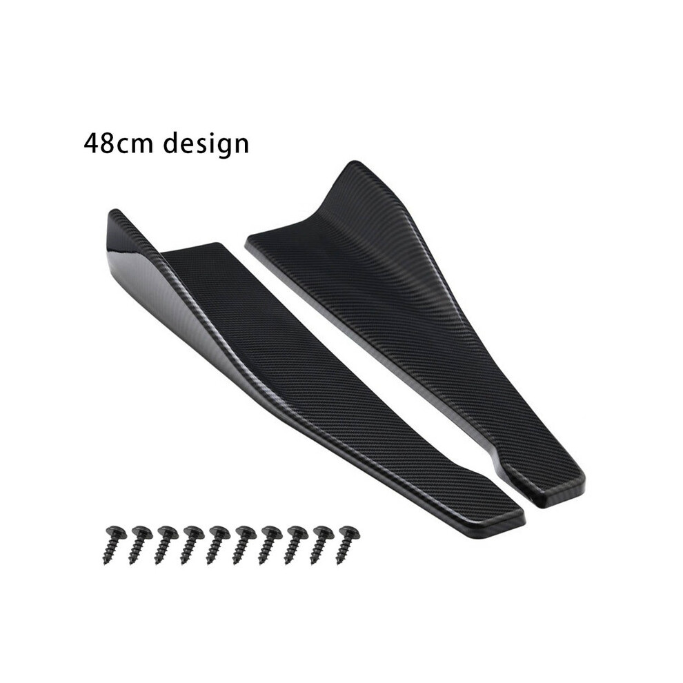 (48Cm Carbon Fiber)Universal Fit Car Spoiler Lateral Bumper Rear Side Skirt Lip Rocker Wings Carbon Fiber Glossy Protection Black 9497818823517