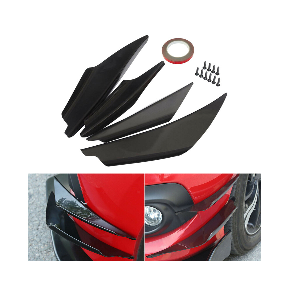 (4Pcs)Universal Spoiler Car Front Bumper Side Lip Canards Splitter Fins Front Bumper Car Spoilers Anti-Collision Bumper Black 9497818823586