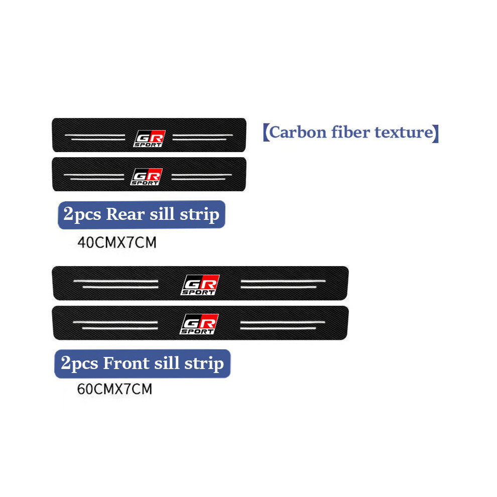 (4Pcs Gr)Leather Car Door Sill Plate Protector Stickers For Toyota Gr Sport Gazoo Racing Yaris 86 Corolla Hilux Supra C-Hr 9497818823753