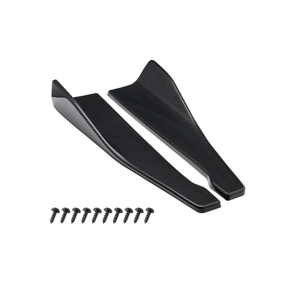 (Bxg-Carbon Fiber-2)48Cm Universal Fit Car Spoiler Lateral Bumper Rear Side Skirt Lip Rocker Wings Carbon Fiber Glossy Black 9497818838894