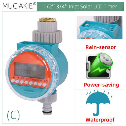 (C)New Solar Battery Powered Watering Timer Drip Irrigation Greenhouse ...