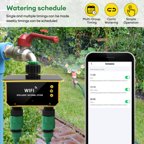 (Dual Zone (WIFI)) tuya WiFi Solar Wasser Timer Garten Bewässerung Ventil Controller Dual Outlet Smart 2