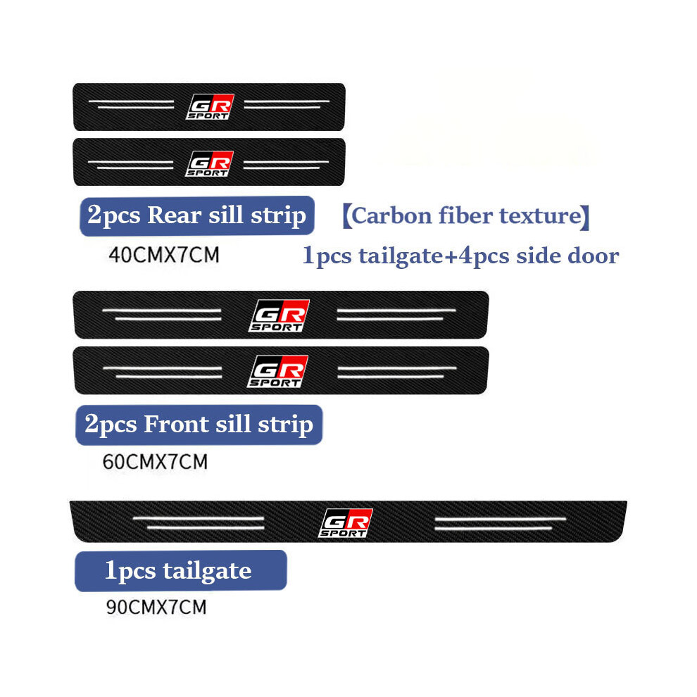(5pcs GR)Leather Car Door Sill Plate Protector Stickers For Toyota GR Sport Gazoo Racing Yaris 86 Corolla Hilux Supra C-HR