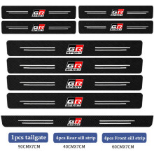 (9pcs GR)Leather Car Door Sill Plate Protector Stickers For Toyota GR Sport Gazoo Racing Yaris 86 Corolla Hilux Supra C-HR