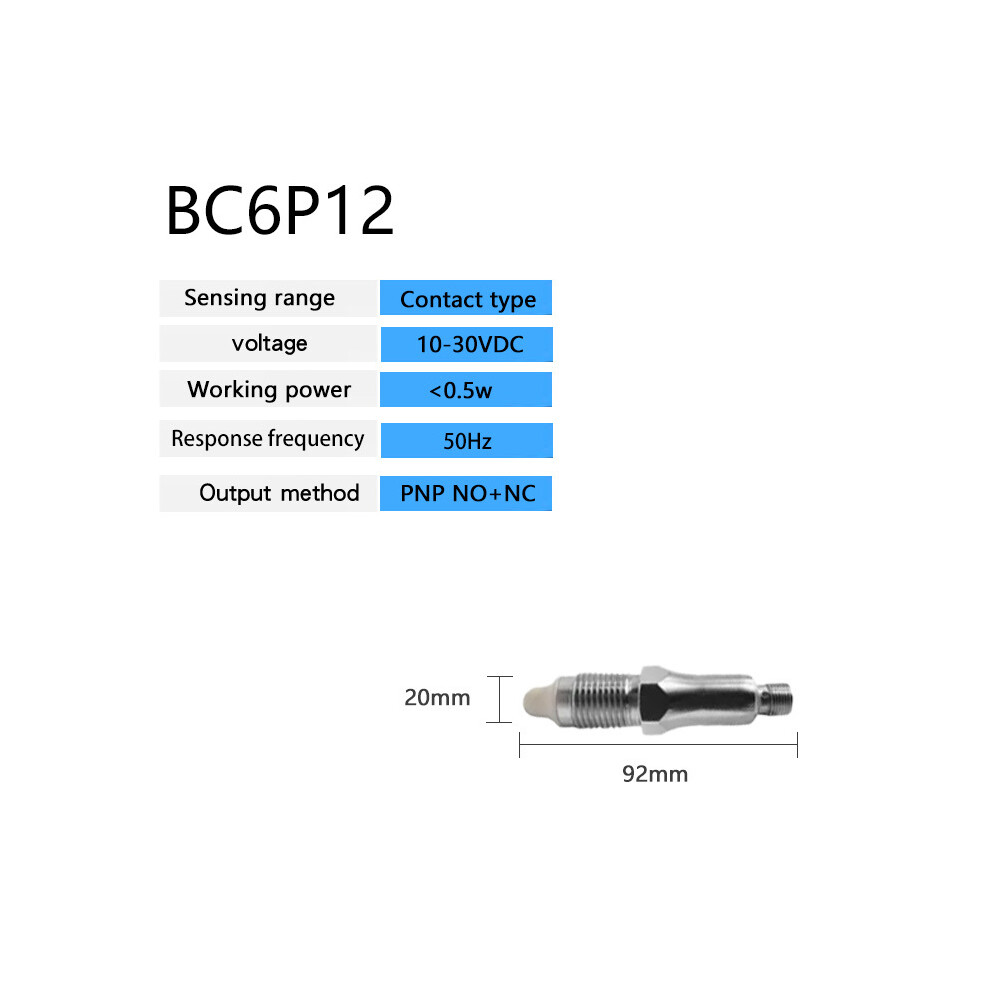 (Bc6p12)Liquid Level Sensor Output Npn Pnp No Nc Detection Distance 6Mm Capacitive Sensor 9497818833240