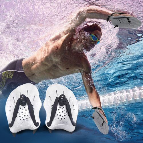 (Black)Swim Training Pull Buoy Adjustable Strap Hand Paddles with Mesh Bag Swim Training Equipment 5-Layer Pull Buoy for 2
