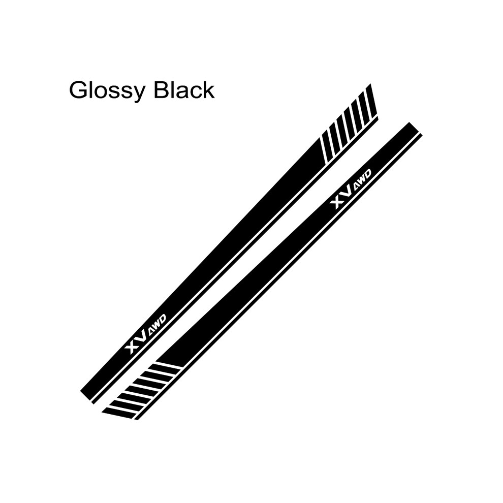 (Glossy )For Subaru Xv 2Pcs Car Side Skirt Stickers Racing Sport Styling Long Stripes Graphics Vinyl Film Decals Tuning Black 9497818849746
