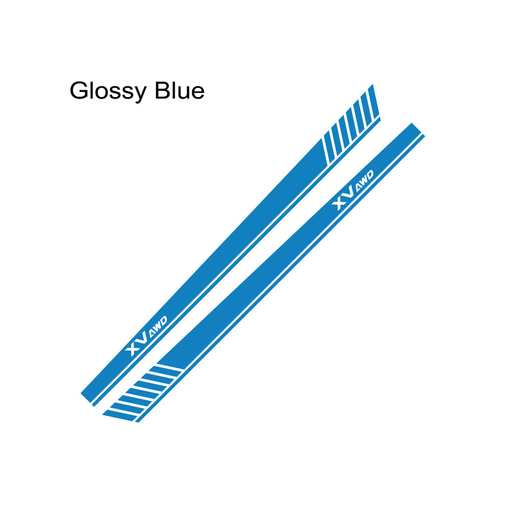 (Glossy )For Subaru Xv 2Pcs Car Side Skirt Stickers Racing Sport Styling Long Stripes Graphics Vinyl Film Decals Tuning Blue 9497818852005