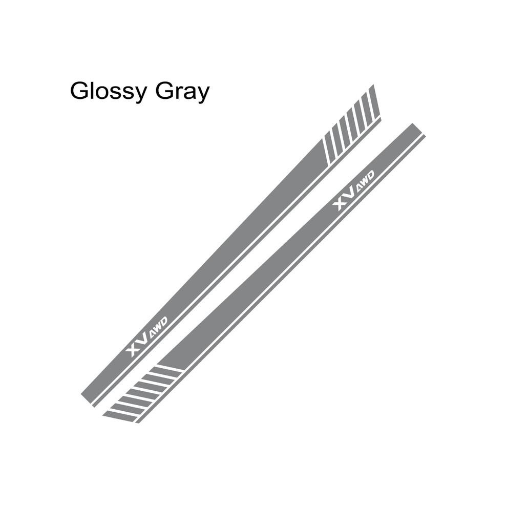 (Glossy )For Subaru Xv 2Pcs Car Side Skirt Stickers Racing Sport Styling Long Stripes Graphics Vinyl Film Decals Tuning Gray 9497818852630