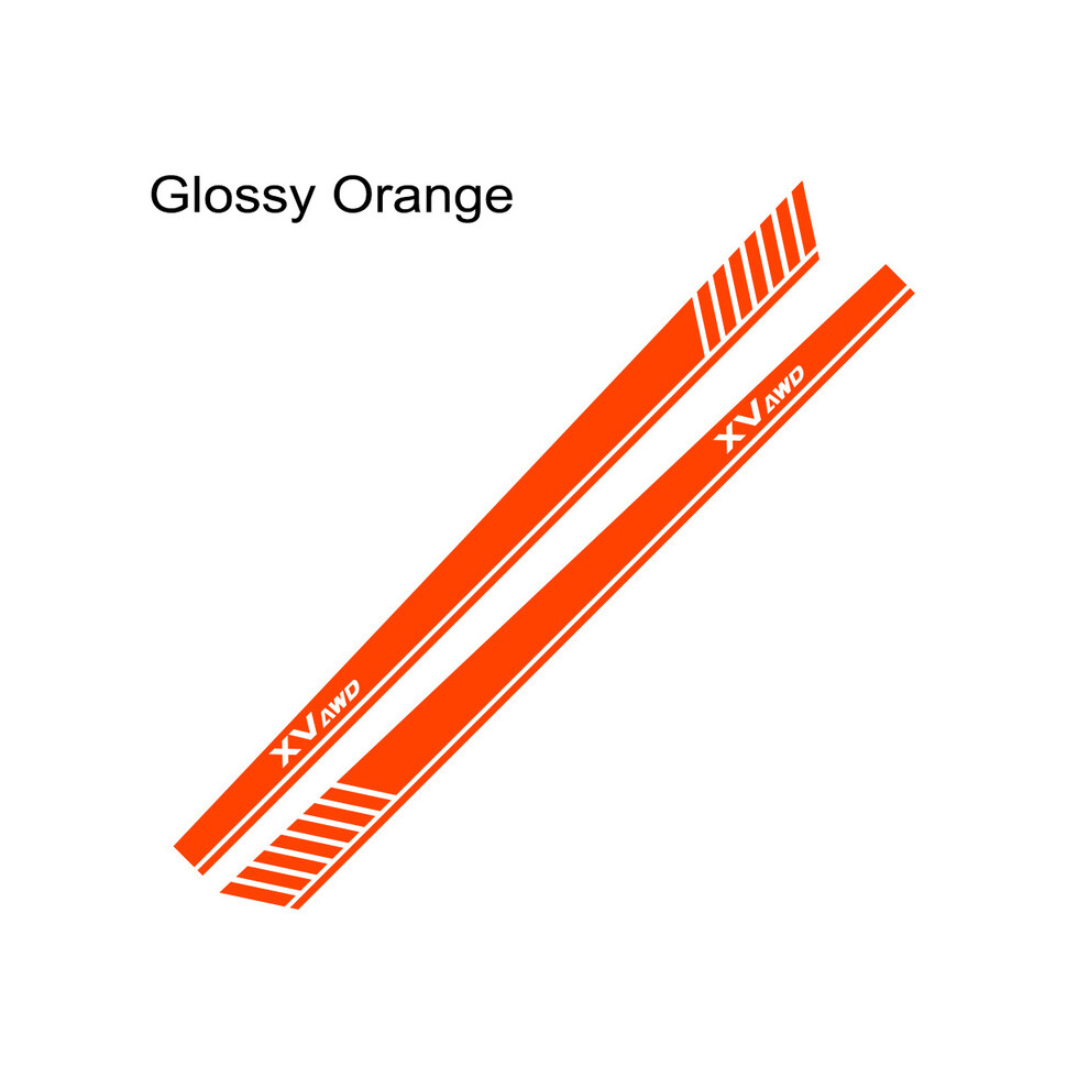 (Glossy )For Subaru Xv 2Pcs Car Side Skirt Stickers Racing Sport Styling Long Stripes Graphics Vinyl Film Decals Tuning Orange 9497818853194