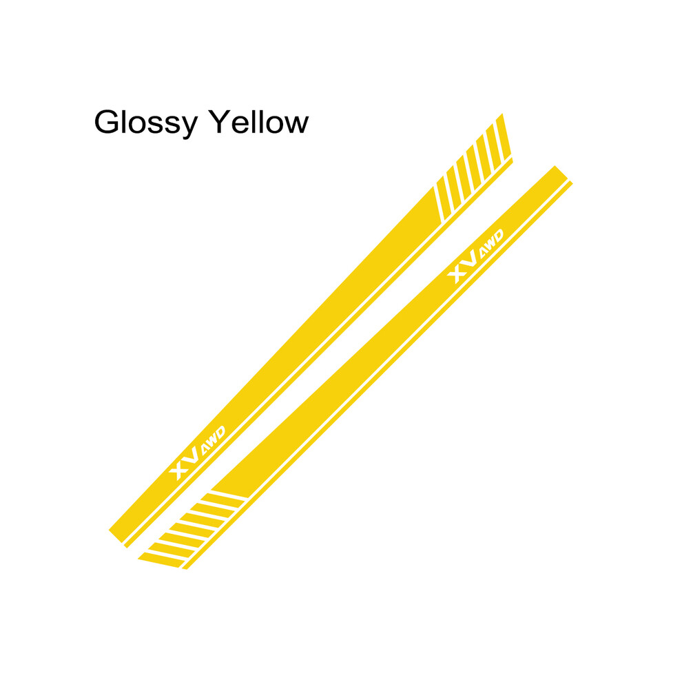 (Glossy )For Subaru Xv 2Pcs Car Side Skirt Stickers Racing Sport Styling Long Stripes Graphics Vinyl Film Decals Tuning Yellow 9497818854641