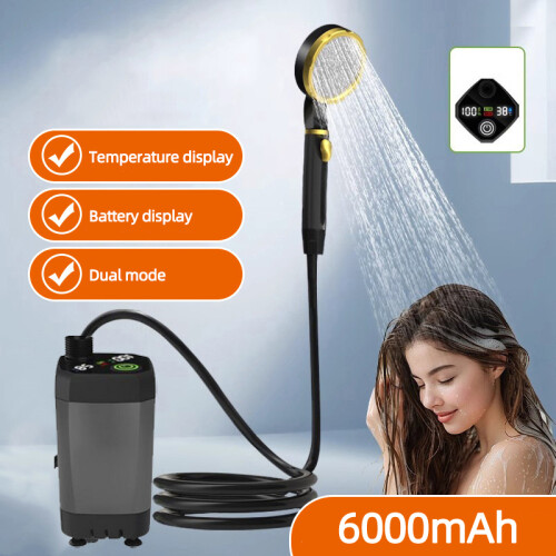 (Πράσινο) Φορητό Ντους για Κάμπινγκ 6000mAh Επαναφορτιζόμε 2