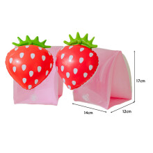 (Strawberry)1Pair Buoyancy Arm Circle Float Arm Sleeve Double Air Bag Inflatable PVC Printed Armband Adult Swimming Pool