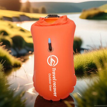 (Orange) Schwimmboje Open Water Schwimmtrainingsboje Große sichtbare aufblasbare Poolboje mit verstellbarem