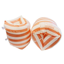 (Orange Streifen) 1 Paar schwimmende Armkreisärmel, Doppel-Airbag, aufblasbare Schwimmbecken-Armschwimmer,