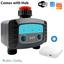 (Watering and Hub)Nashone Tuya Wifi Smart Irrigation Watering system 2 Zone Rain Delay Smart Garden Watering Timer BT automatic