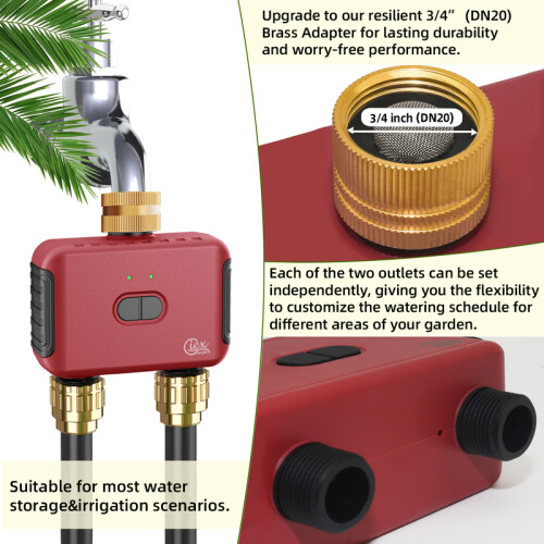 (WIFI 2ZONE)WIFI 2-Zone Watering Timer Smart Garden Automatic Irrigation System Drip Sprinkler Controller Valve Tuya Smart 2