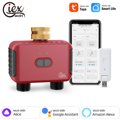 (WIFI 2ZONE)WIFI 2-Zone Watering Timer Smart Garden Automatic Irrigation System Drip Sprinkler Controller Valve Tuya Smart 1