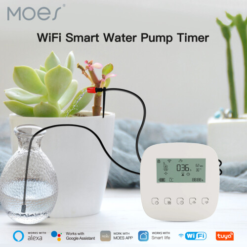 (with Solar Panel)Moes WiFi Tuya Smart Watering Machine Automatic Plants Controller unit System Garden drip Irrigation Tools 1
