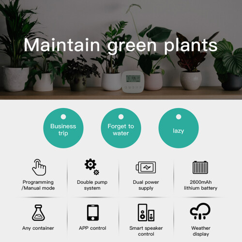 (with Solar Panel)Moes WiFi Tuya Smart Watering Machine Automatic Plants Controller unit System Garden drip Irrigation Tools 2