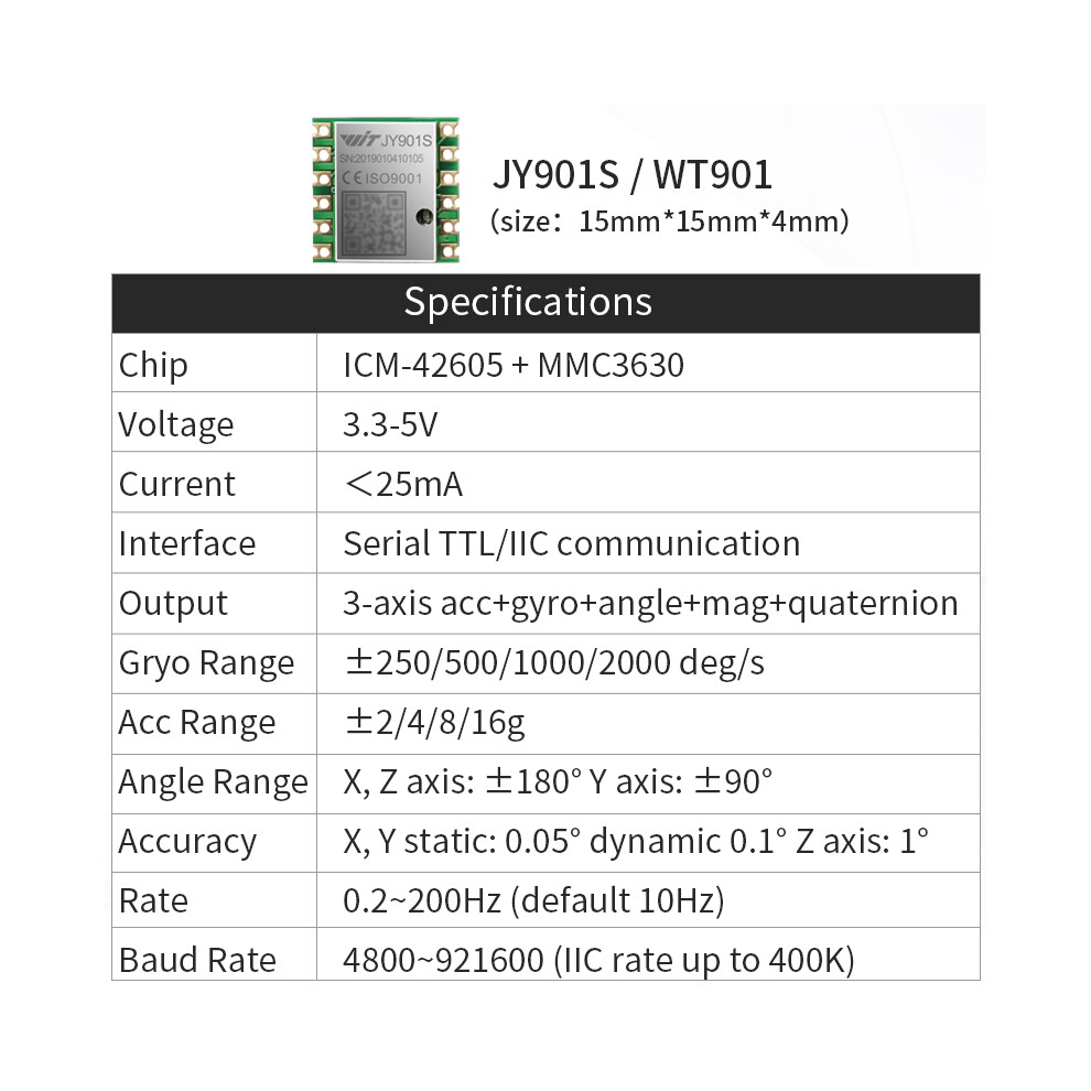 (WT901)WitMotion WT901 AHRS MPU9250 9-axis Accelerometer, 3-axis Eletronic Gyroscope+Acceleration+Angle+Magnetometer, TTL-image-OPC-PH7DX8V-NEW