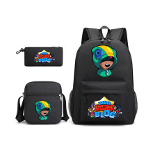(Schwarz) BRAWL STARS Schultaschen-Rucksack, dreiteiliges Set _a