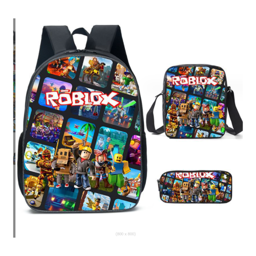 (#20 ,Pen bag) Roblox Backpack Three Piece Set Secondary School Students Bag Boys Knapsack