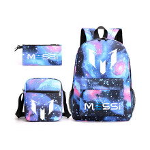 Sternenhimmelblau 3-teiliges Messi-Rucksack-Set für neue Schüler - Robuste Schultasche mit großzügiger Kapazität, Umhängetasche & Federmäppchen