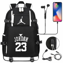 (Stil C) Basketball-Fußballspieler Jordan Rucksack USB-Rucksack für Kinder, Studenten, Schultaschen
