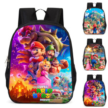 (B) The Super Mario Bros. Movie Kids Backpack Large Capacity Students Waterproof Rucksack Kindergarten Travel School Bag