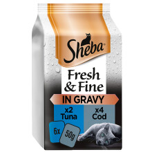 Sheba Fresh Choice Cat Pouches Fish in Gravy 6 x 50g