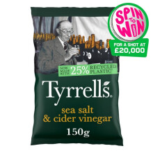 Tyrrells Hand Cooked English Crisps - Sea Salt & Cider Vinegar (150g)