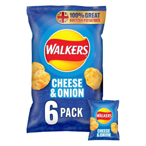 Walkers Walkers Cheese & Onion Crisps 25g x 6 per pack
