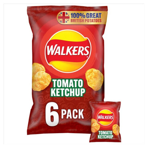 Walkers Walkers Tomato Ketchup Crisps 25g x 6 per pack