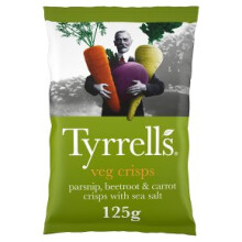 Tyrrells Parsnip, Beetroot & Carrot Veg Crisps with Sea Salt 125g