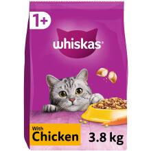 Whiskas 1+ Complete Dry Cat Food with Chicken (3.8kg) (Pack of 2)