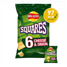 Walkers Squares - Cheese & Onion (6x25g) - Pack of 2