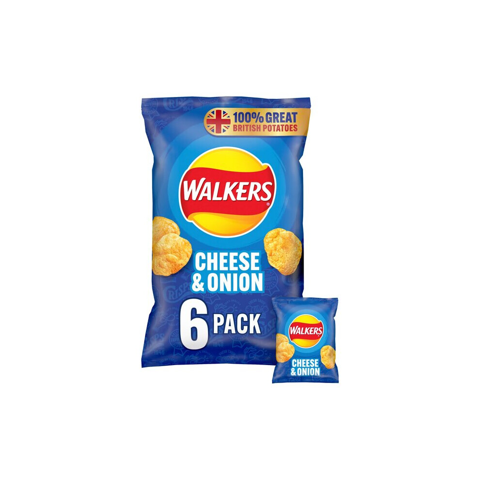 Walkers Cheese & Onion Crisps 25G X 6 Per Pack - (Pack Of 4)