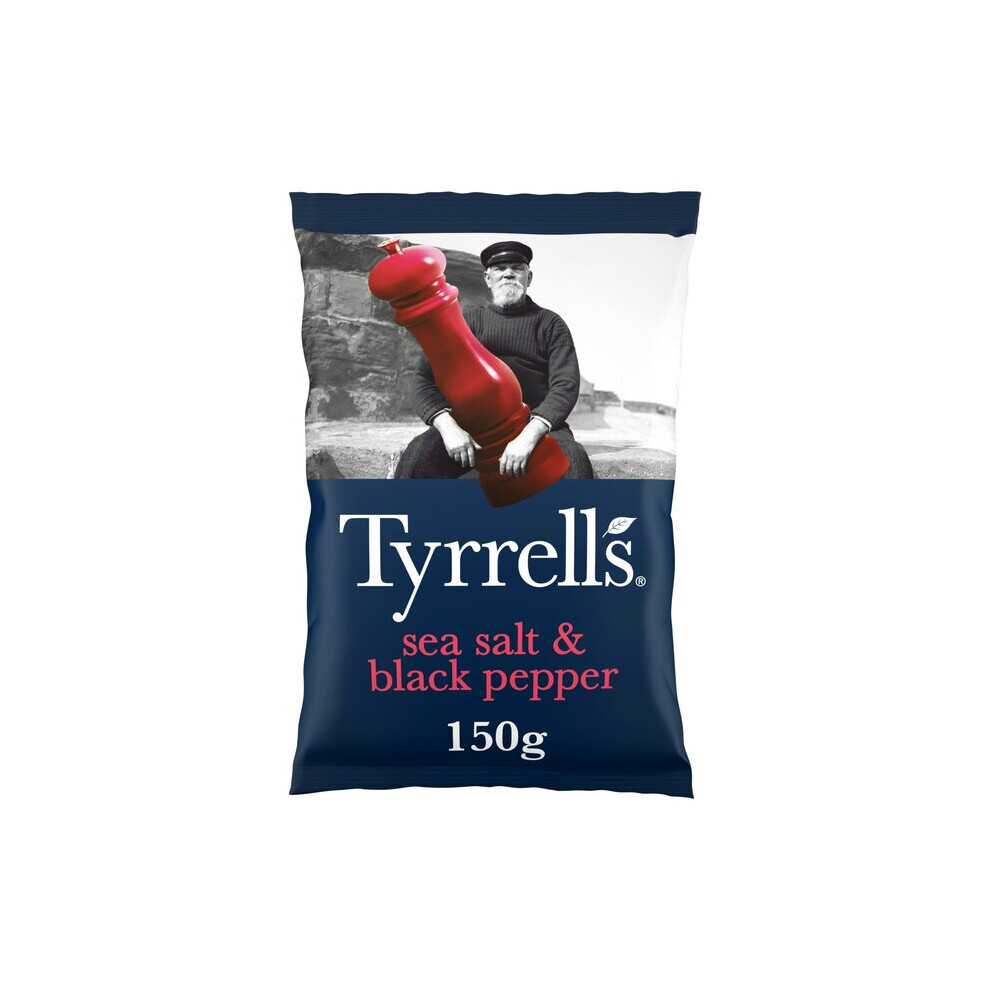 Tyrrells Black Sea Salt & Pepper Crisps 150G (Pack Of 4)