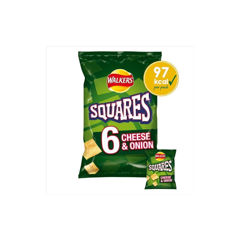 Walkers Squares - Cheese & Onion (6X25g) - Pack Of 6