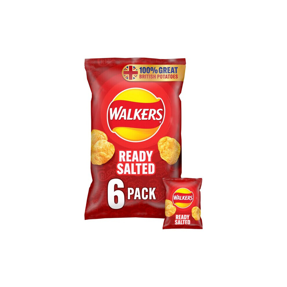 Walkers Ready Salted Crisps 25G X 6 Per Pack - Pack Of 6