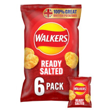 Walkers Ready Salted Crisps 25g x 6 per pack - (PACK OF 4)